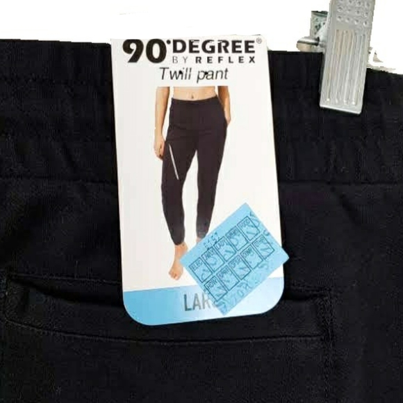 NWT 90 Degree Womens L Black Twill Zip Pockets Cuff Pants - Picture 3 of 8